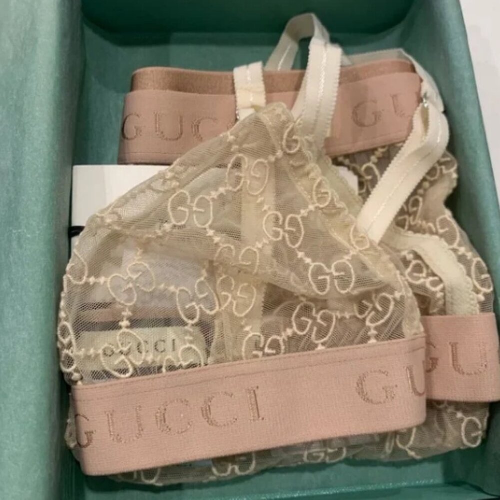 GUCCI tulle lingerie set in Blush Nude Size XS